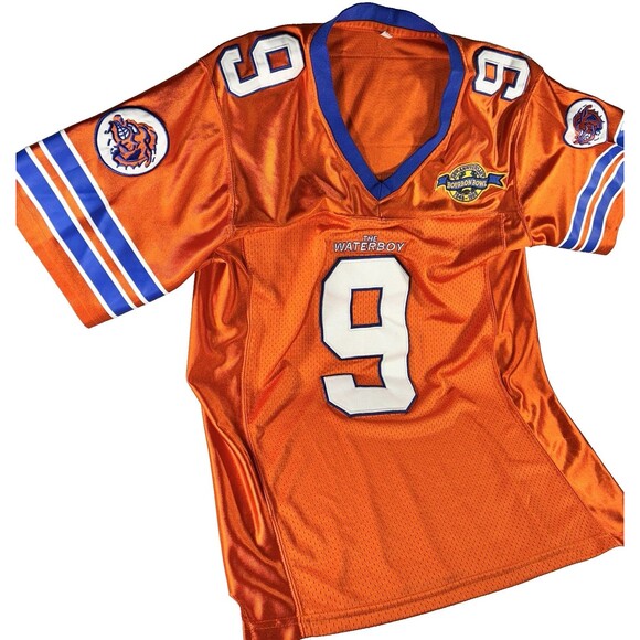 Waterboy Bobby Boucher #9 Mud Dogs 50th Bourbon Bowl Orange Football Jersey - Picture 3 of 12